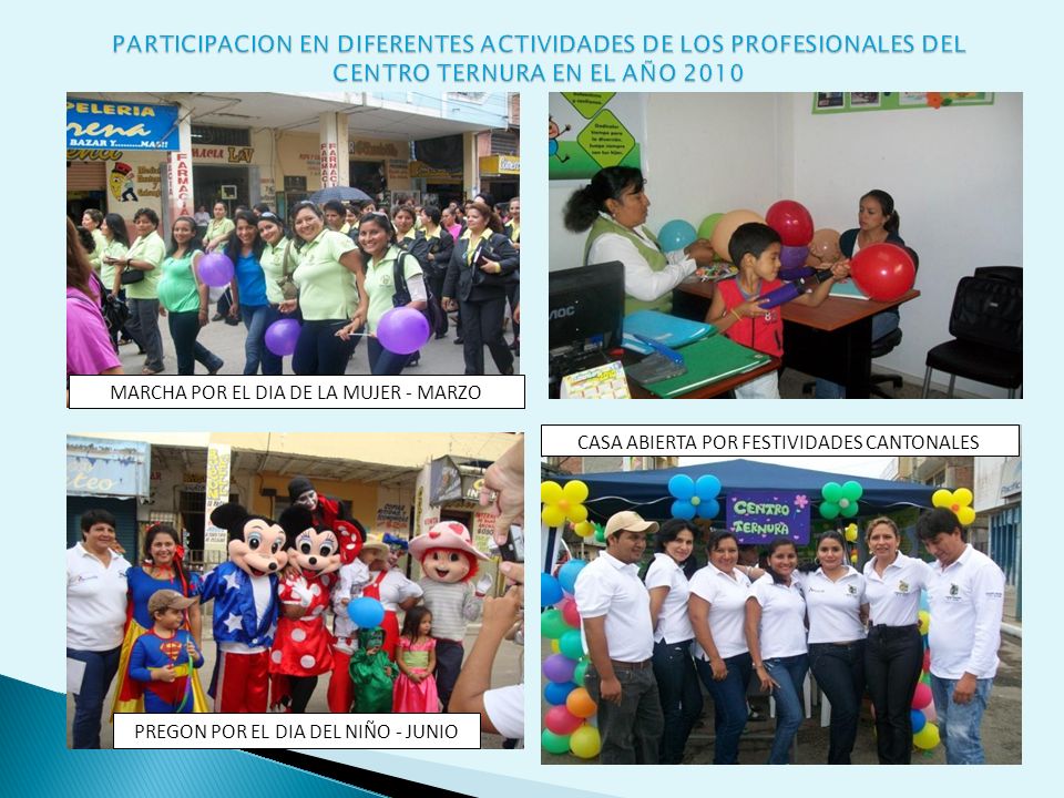 PARTICIPACION EN DIFERENTES ACTIVIDADES DE LOS PROFESIONALES DEL CENTRO TERNURA EN EL AÑO 2010