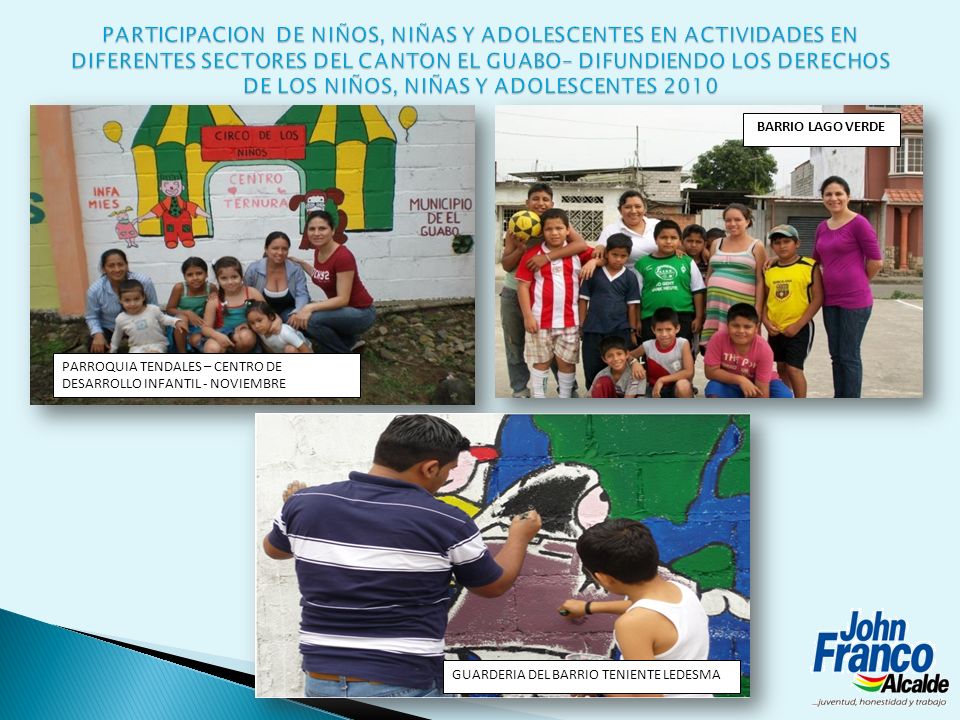 PARTICIPACION DE NIÑOS, NIÑAS Y ADOLESCENTES EN ACTIVIDADES EN DIFERENTES SECTORES DEL CANTON EL GUABO– DIFUNDIENDO LOS DERECHOS DE LOS NIÑOS, NIÑAS Y ADOLESCENTES 2010