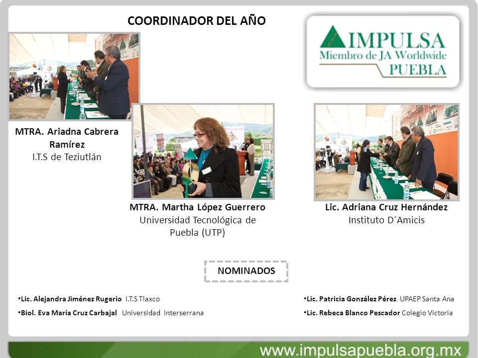 COORDINADOR DEL AÑO MTRA. Ariadna Cabrera Ramírez I.T.S de Teziutlán