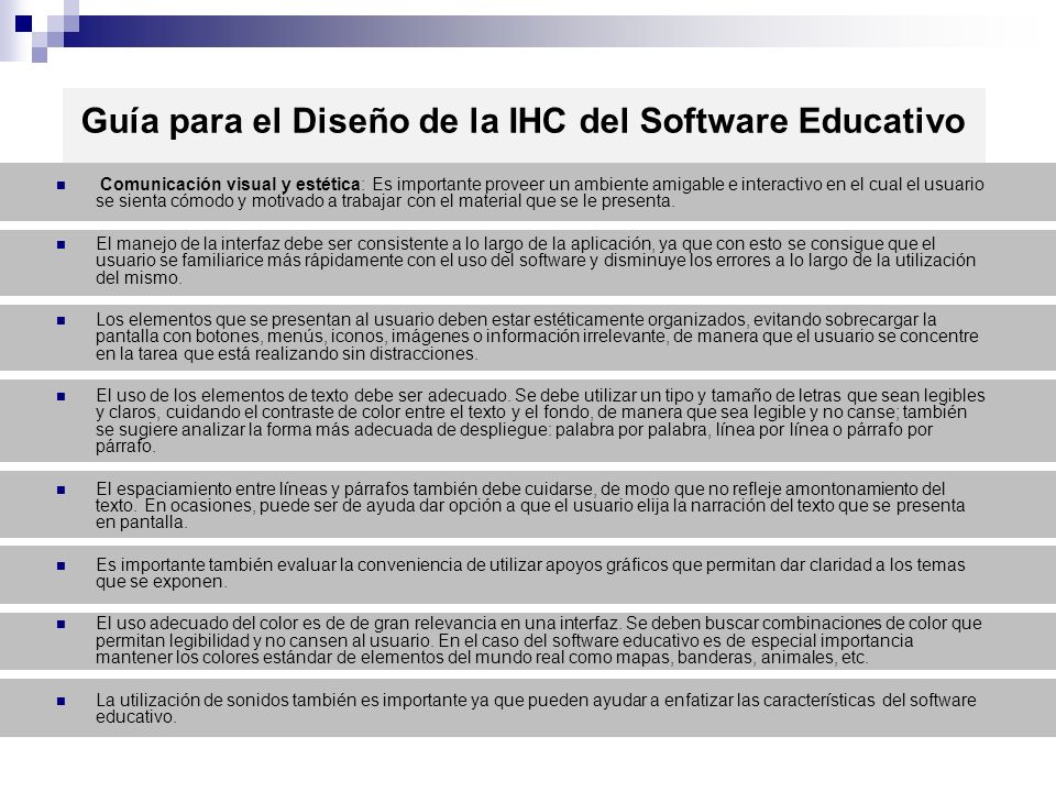 Guía para el Diseño de la IHC del Software Educativo