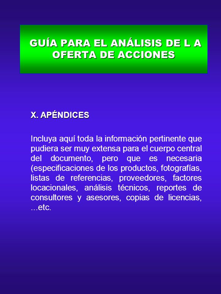 GUÍA PARA EL ANÁLISIS DE L A OFERTA DE ACCIONES