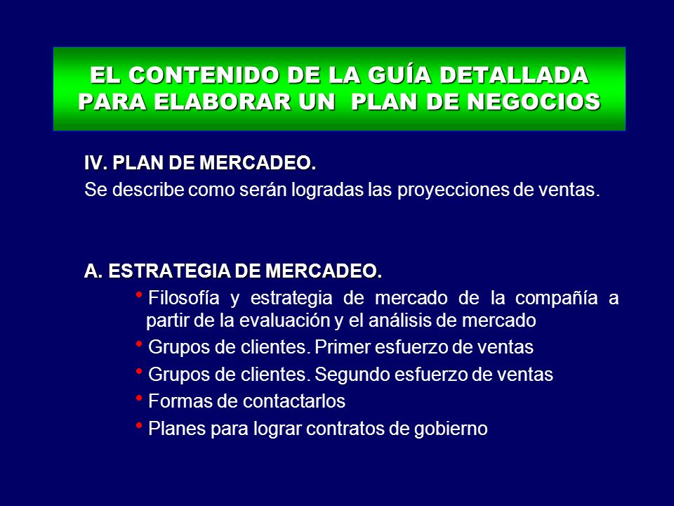 EL CONTENIDO DE LA GUÍA DETALLADA PARA ELABORAR UN PLAN DE NEGOCIOS