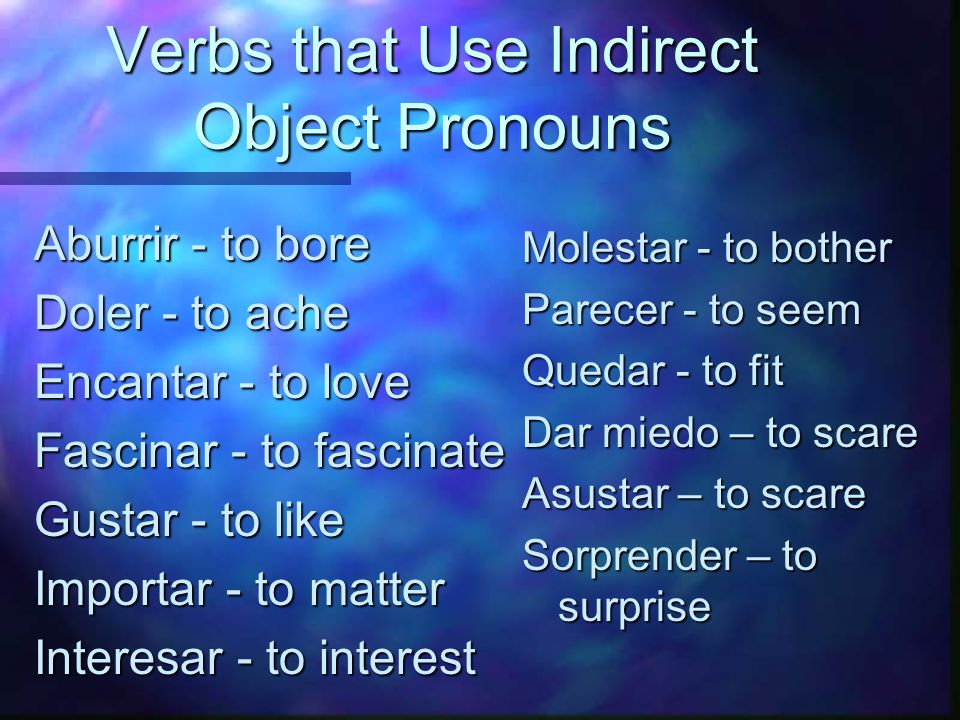 Verbs that Use Indirect Object Pronouns
