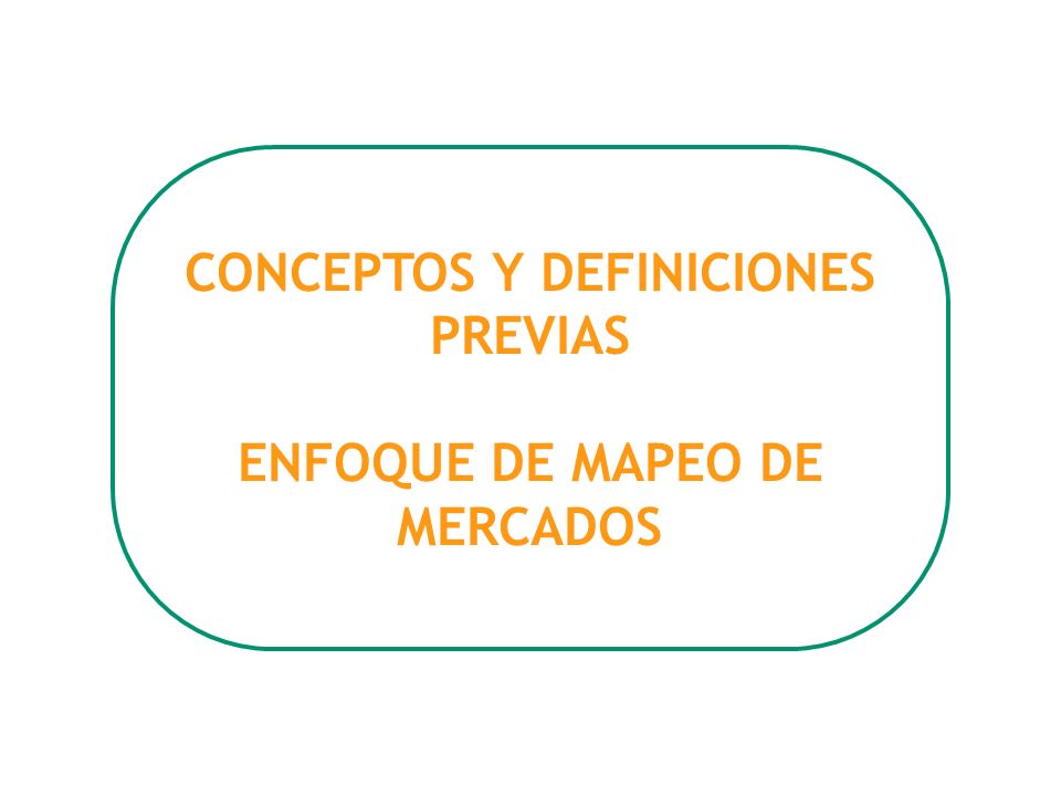 CONCEPTOS Y DEFINICIONES PREVIAS ENFOQUE DE MAPEO DE MERCADOS