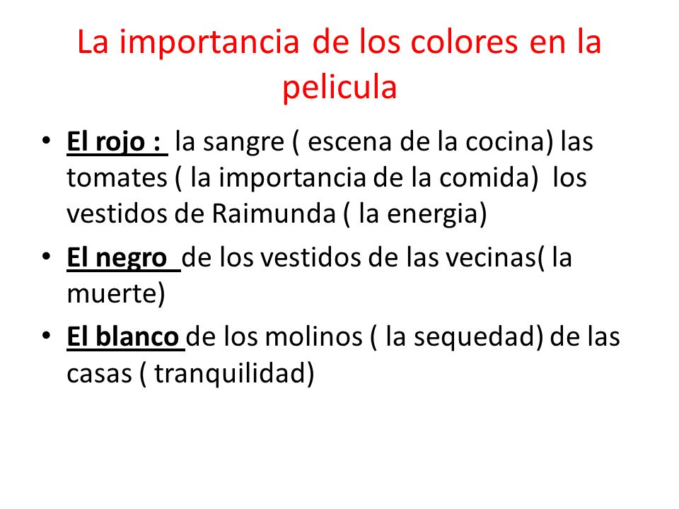 La importancia de los colores en la pelicula