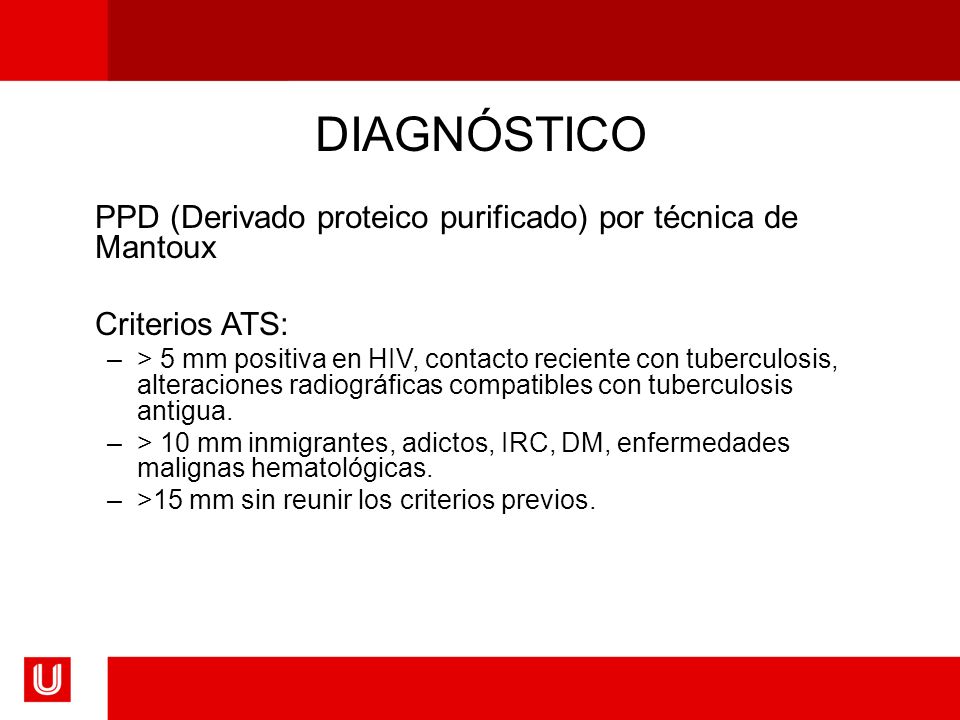 DIAGNÓSTICO PPD (Derivado proteico purificado) por técnica de Mantoux