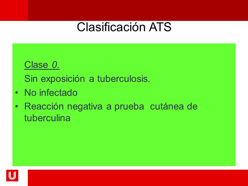 Clasificación ATS Clase 0. Sin exposición a tuberculosis. No infectado