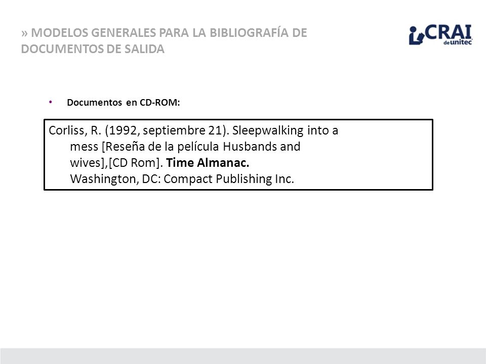 » MODELOS GENERALES PARA LA BIBLIOGRAFÍA DE DOCUMENTOS DE SALIDA