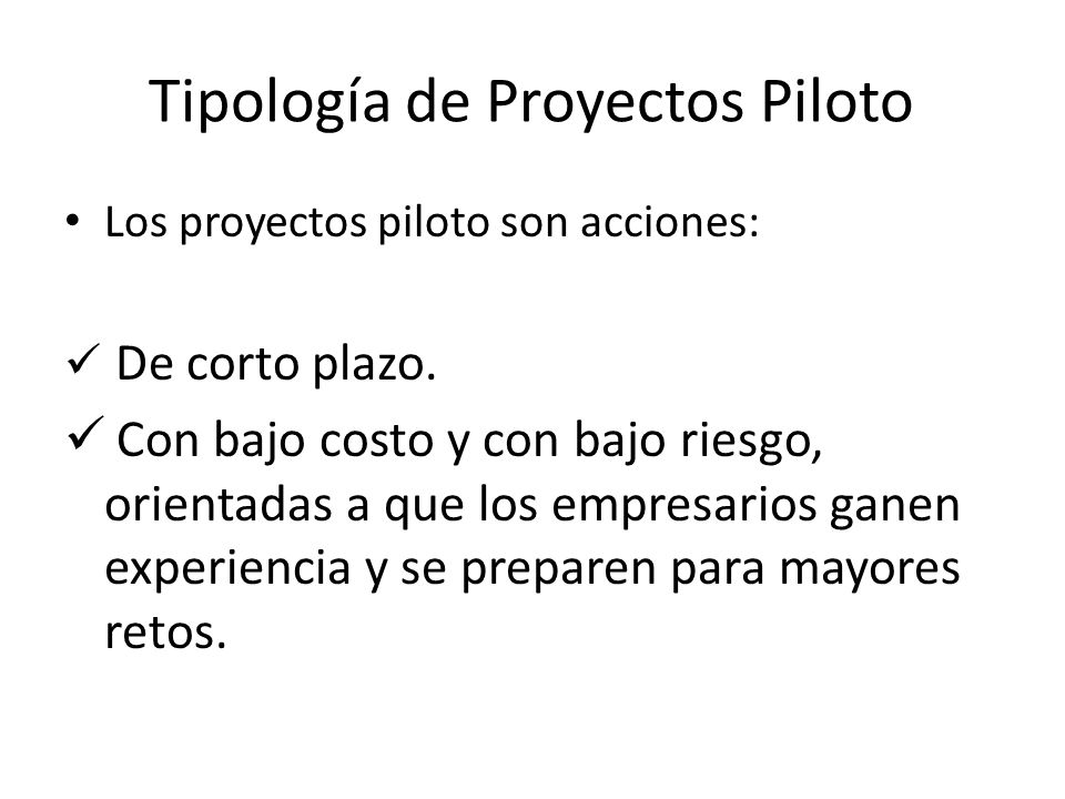 Tipología de Proyectos Piloto