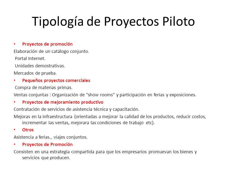 Tipología de Proyectos Piloto