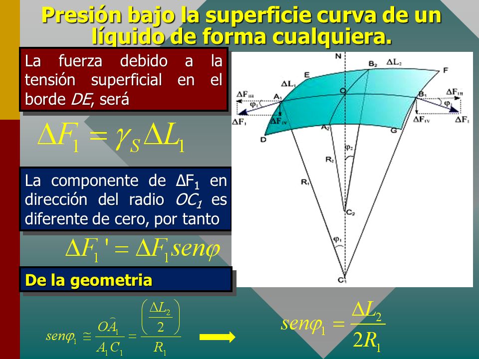 Presión bajo la superficie curva de un líquido de forma cualquiera.