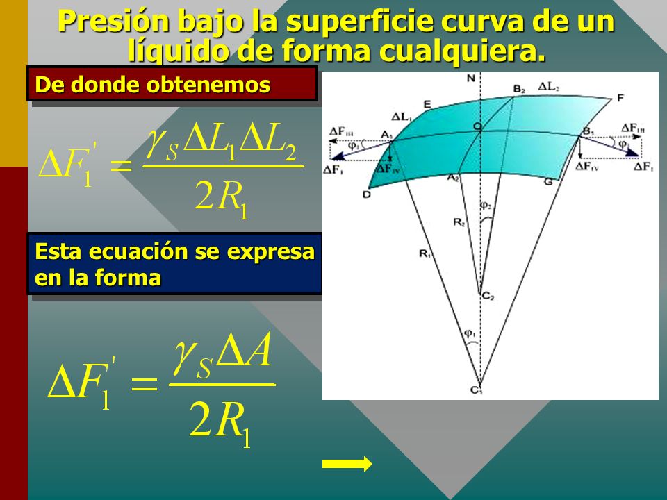 Presión bajo la superficie curva de un líquido de forma cualquiera.