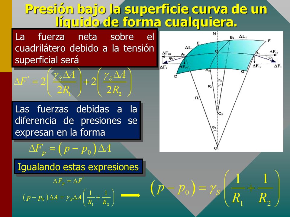 Presión bajo la superficie curva de un líquido de forma cualquiera.