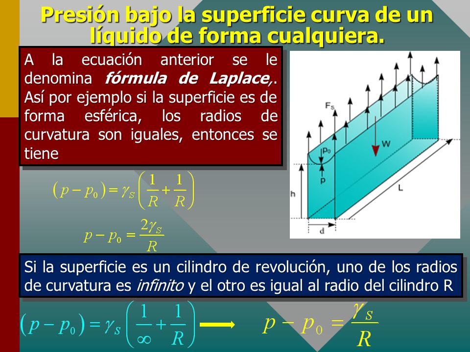 Presión bajo la superficie curva de un líquido de forma cualquiera.