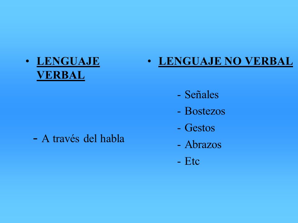 - A través del habla LENGUAJE VERBAL LENGUAJE NO VERBAL Señales