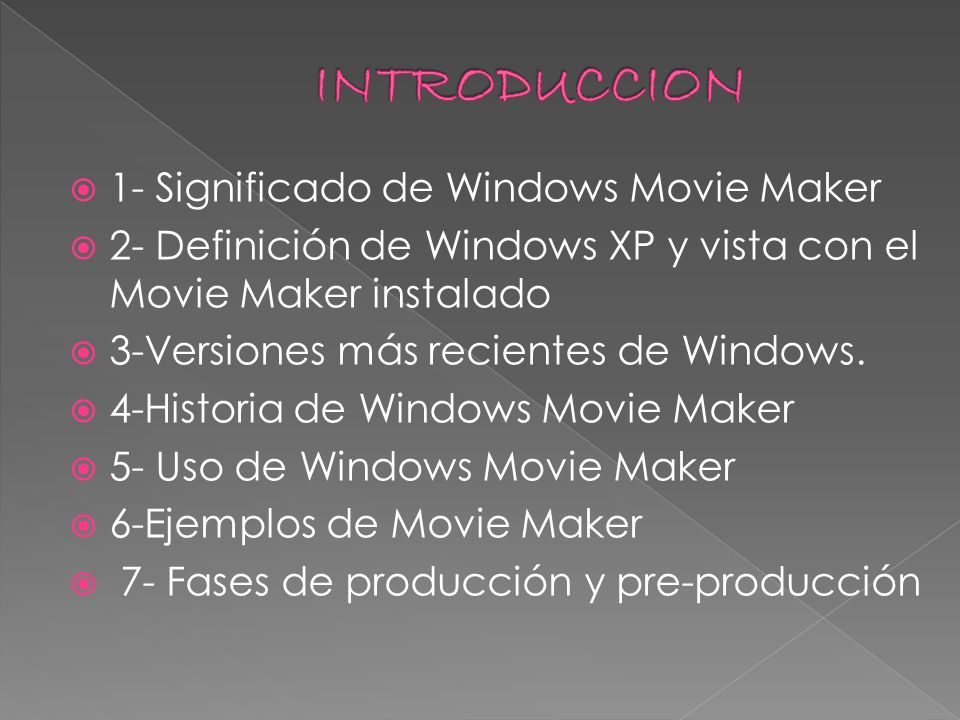 INTRODUCCION 1- Significado de Windows Movie Maker