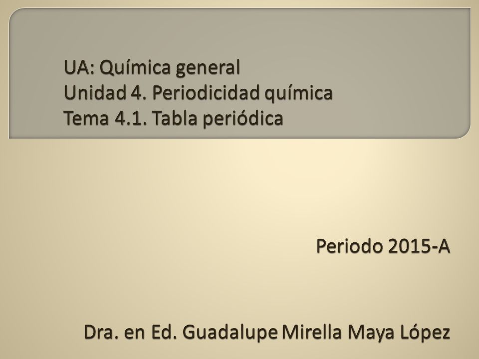 UA: Química general. Unidad 4. Periodicidad química. Tema 4. 1