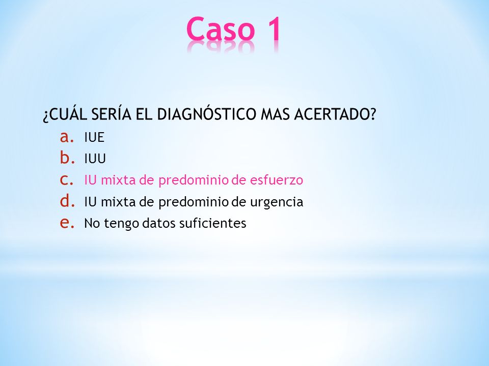Caso 1 ¿CUÁL SERÍA EL DIAGNÓSTICO MAS ACERTADO IUE IUU