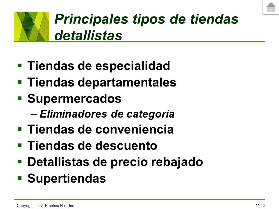 Principales tipos de tiendas detallistas
