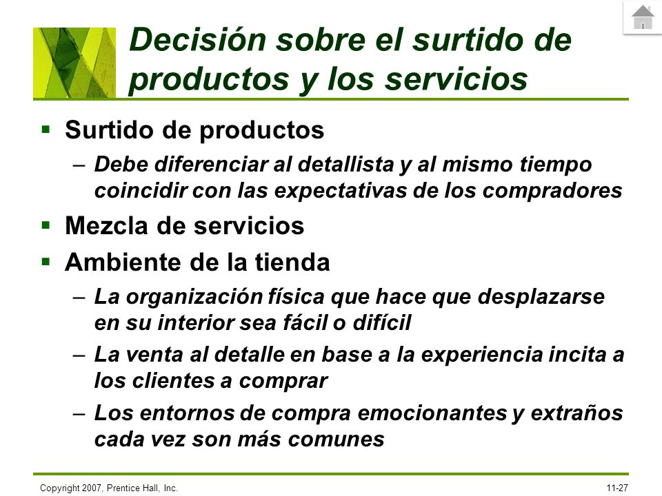 Decisión sobre el surtido de productos y los servicios