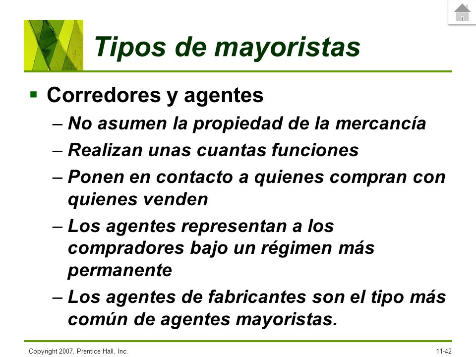 Tipos de mayoristas Corredores y agentes