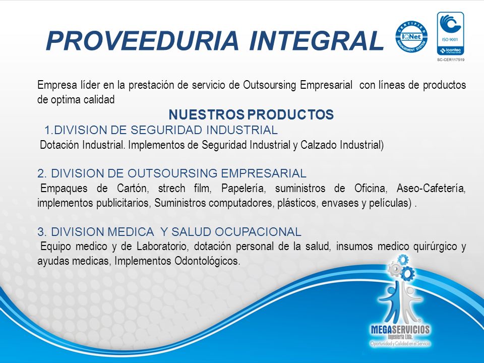 PROVEEDURIA INTEGRAL NUESTROS PRODUCTOS
