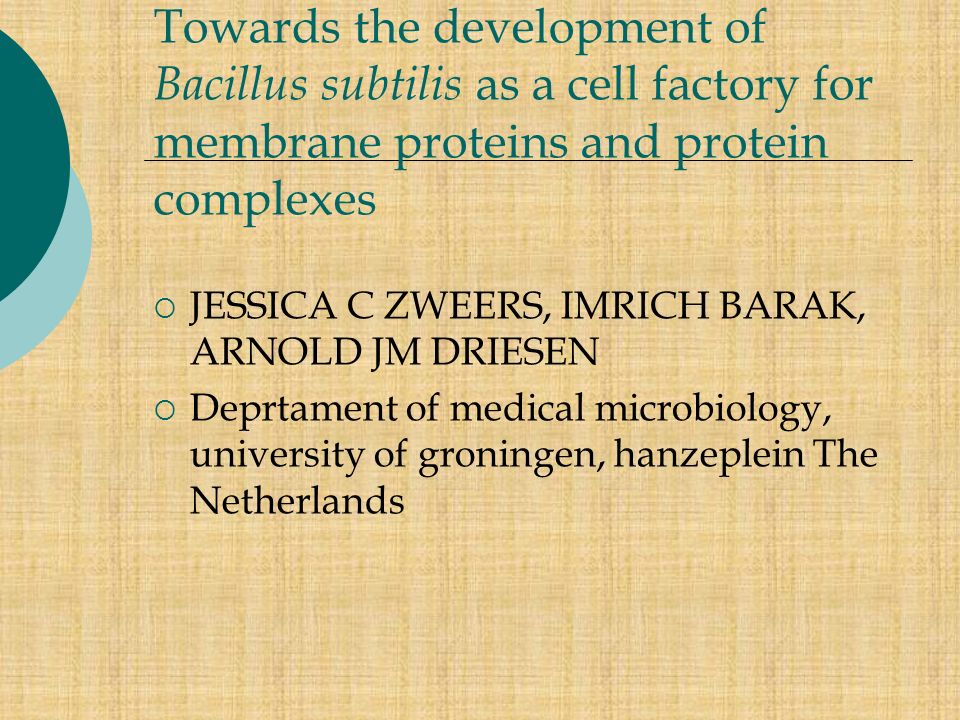 Towards the development of Bacillus subtilis as a cell factory for membrane proteins and protein complexes