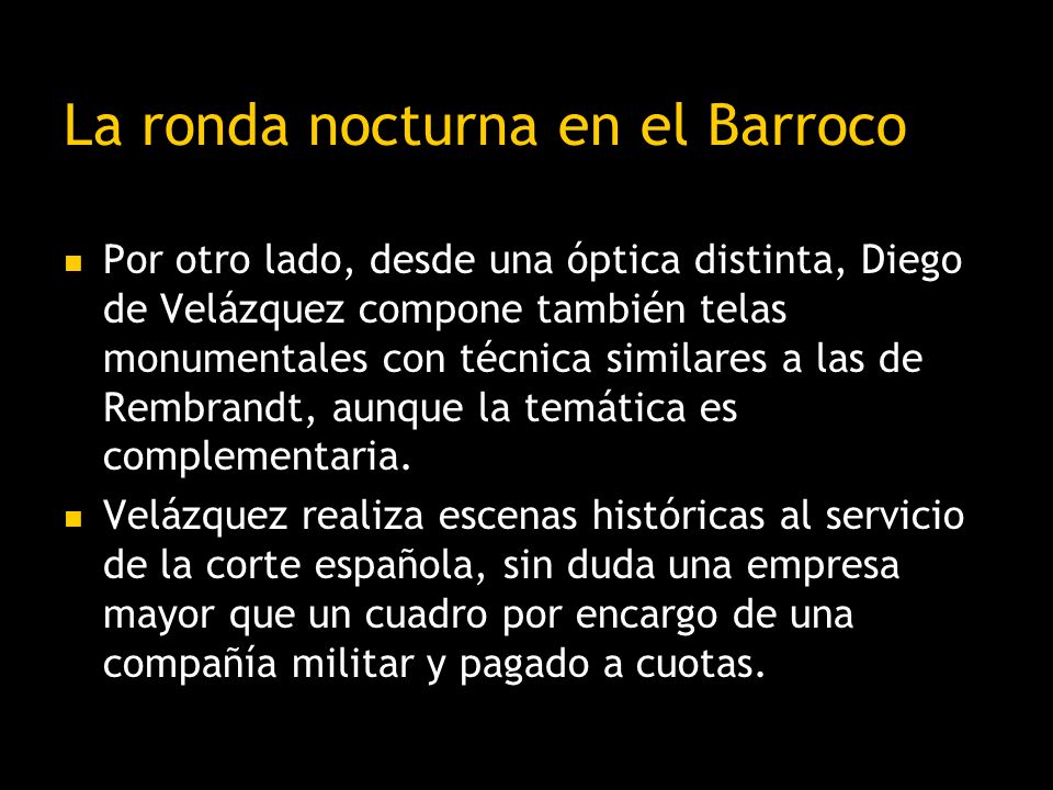La ronda nocturna en el Barroco