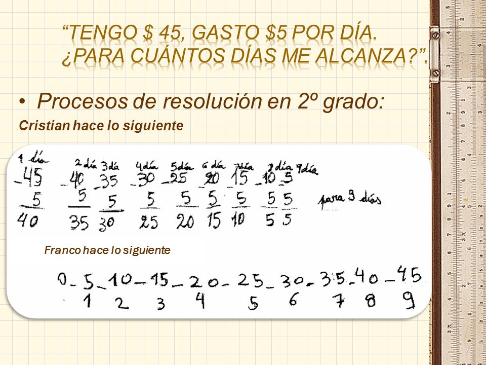 Tengo $ 45, gasto $5 por día. ¿Para cuántos días me alcanza .