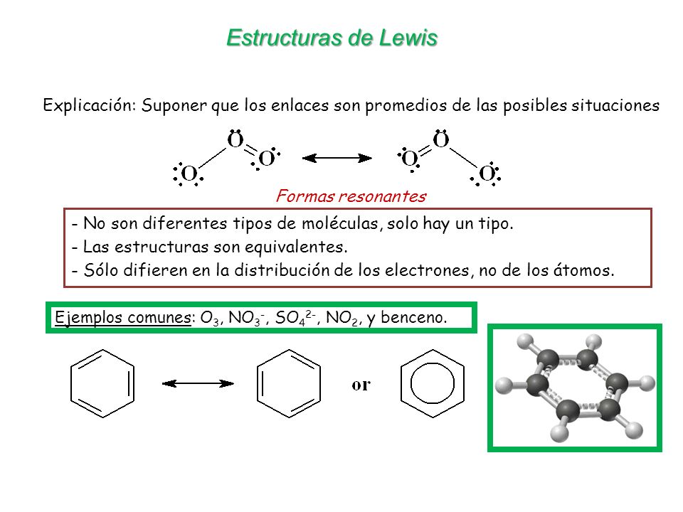 Estructuras de Lewis Explicación: Suponer que los enlaces son promedios de las posibles situaciones.