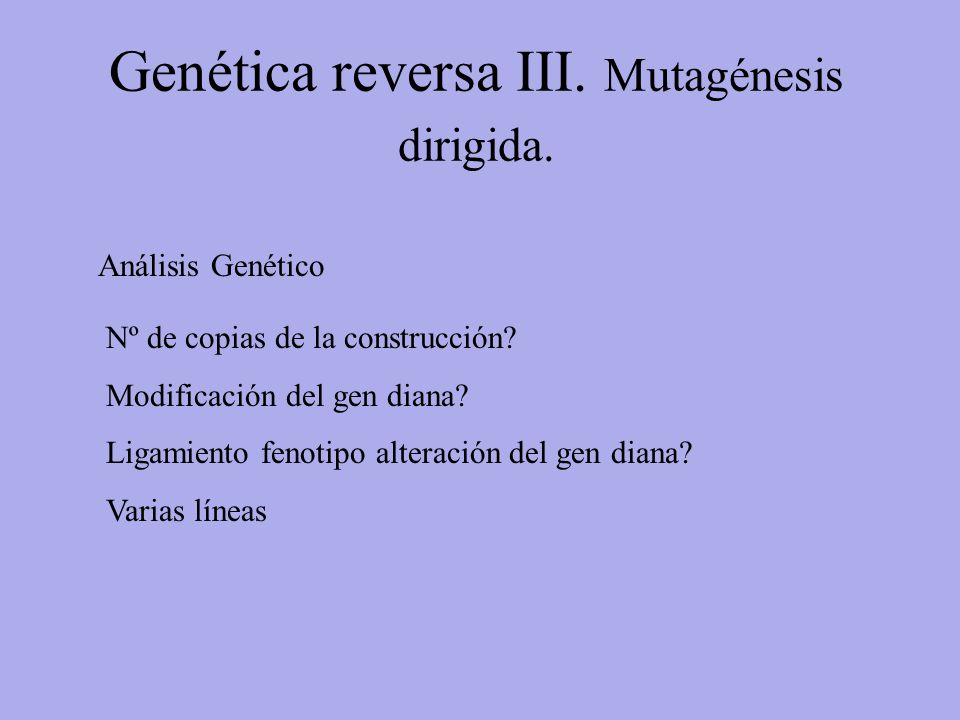 Genética reversa III. Mutagénesis dirigida.