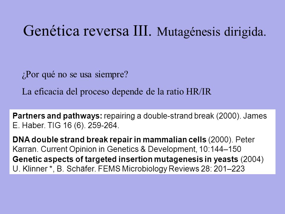 Genética reversa III. Mutagénesis dirigida.