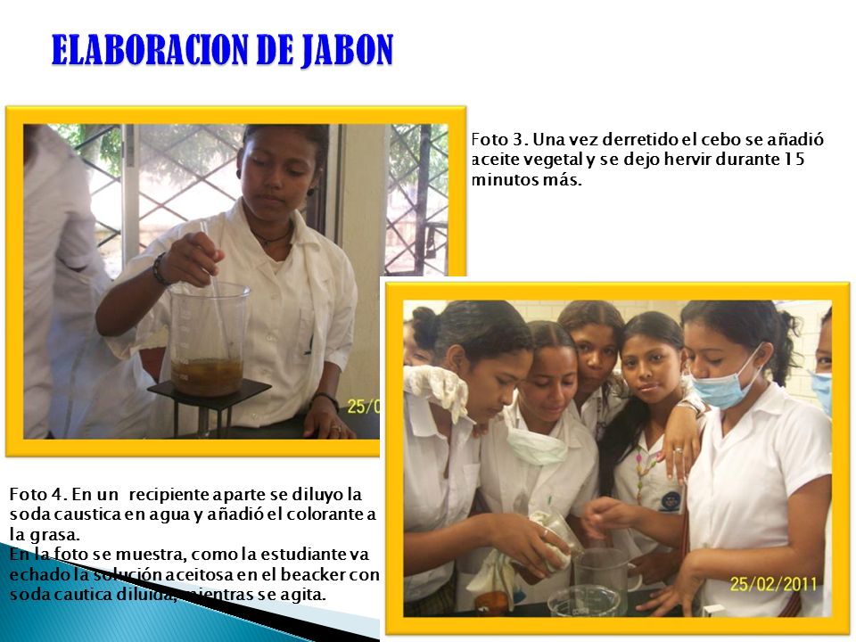 ELABORACION DE JABON Foto 3. Una vez derretido el cebo se añadió aceite vegetal y se dejo hervir durante 15 minutos más.