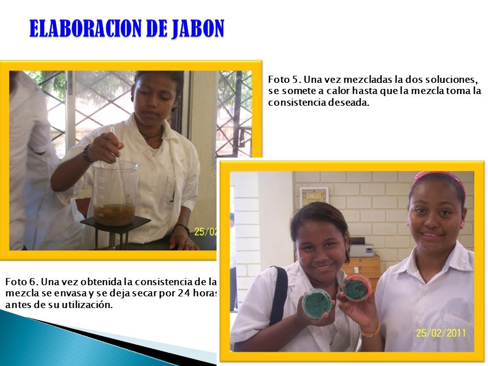 ELABORACION DE JABON Foto 5. Una vez mezcladas la dos soluciones, se somete a calor hasta que la mezcla toma la consistencia deseada.