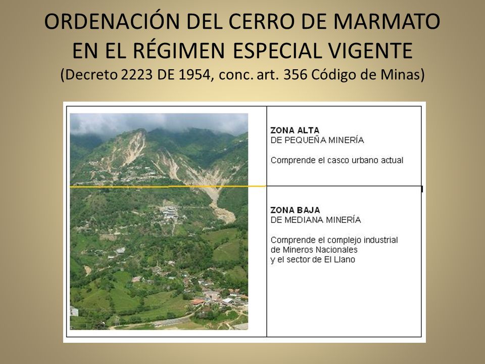 ORDENACIÓN DEL CERRO DE MARMATO EN EL RÉGIMEN ESPECIAL VIGENTE (Decreto 2223 DE 1954, conc.