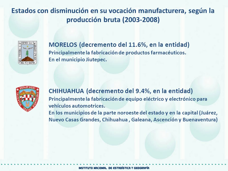 Estados con disminución en su vocación manufacturera, según la producción bruta ( )