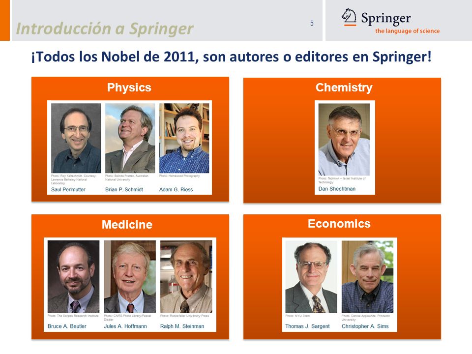 ¡Todos los Nobel de 2011, son autores o editores en Springer!