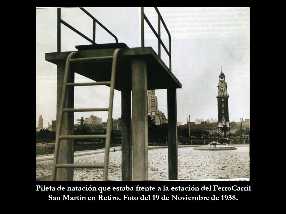 Pileta de natación que estaba frente a la estación del FerroCarril