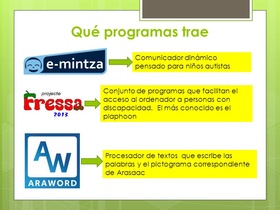 Qué programas trae Comunicador dinámico pensado para niños autistas