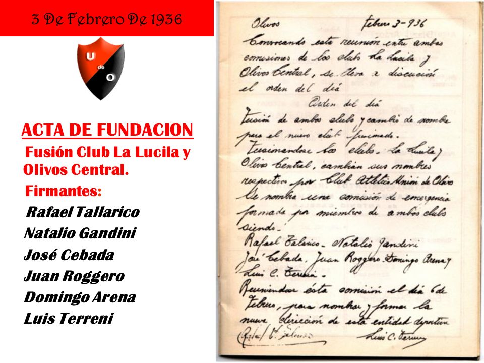 ACTA DE FUNDACION 3 De Febrero De 1936