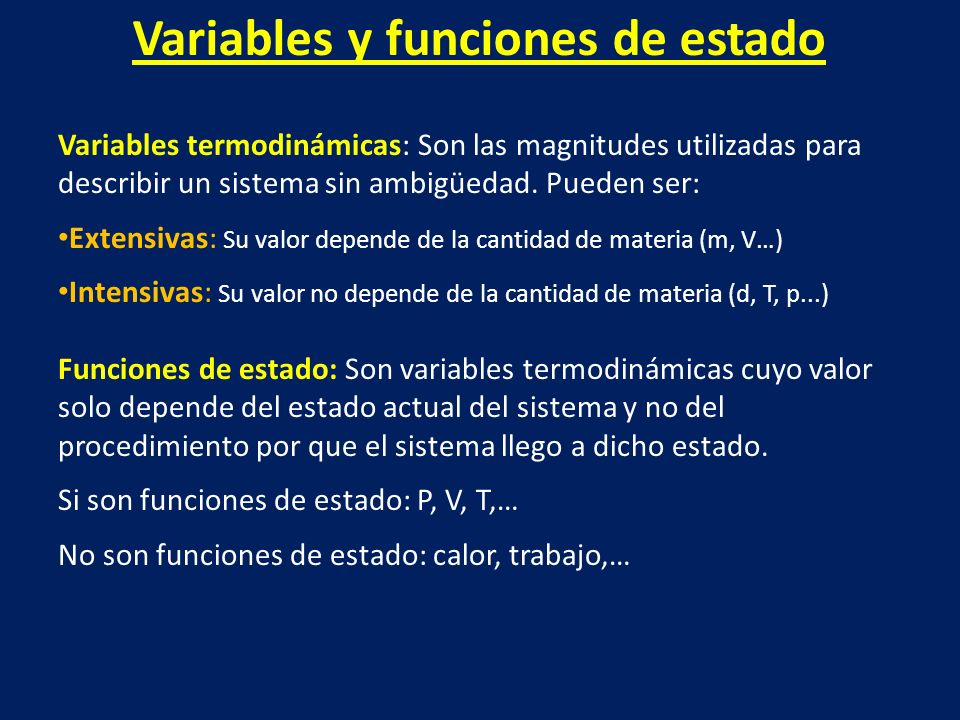 Variables y funciones de estado