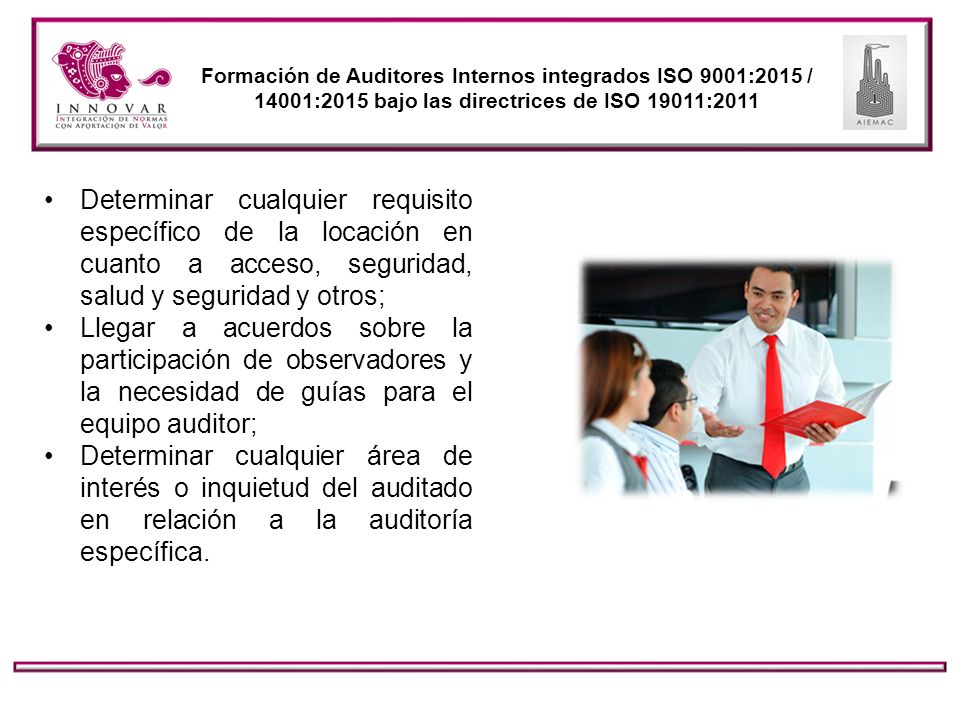 Formación de Auditores Internos integrados ISO 9001:2015 / 14001:2015 bajo las directrices de ISO 19011:2011