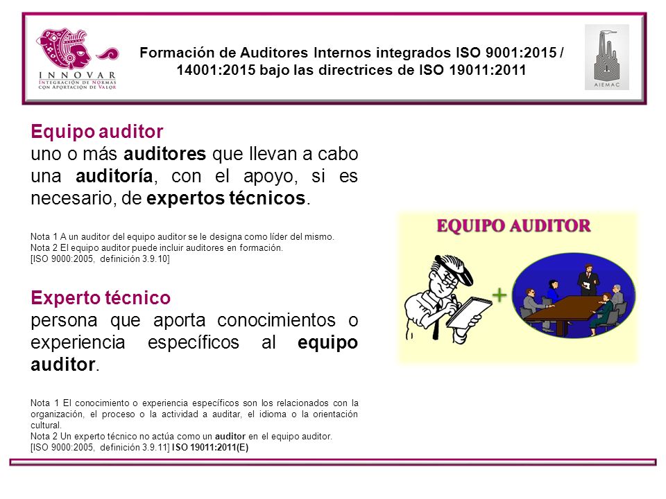 Formación de Auditores Internos integrados ISO 9001:2015 / 14001:2015 bajo las directrices de ISO 19011:2011