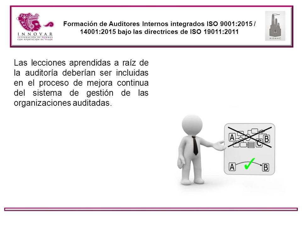 Formación de Auditores Internos integrados ISO 9001:2015 / 14001:2015 bajo las directrices de ISO 19011:2011