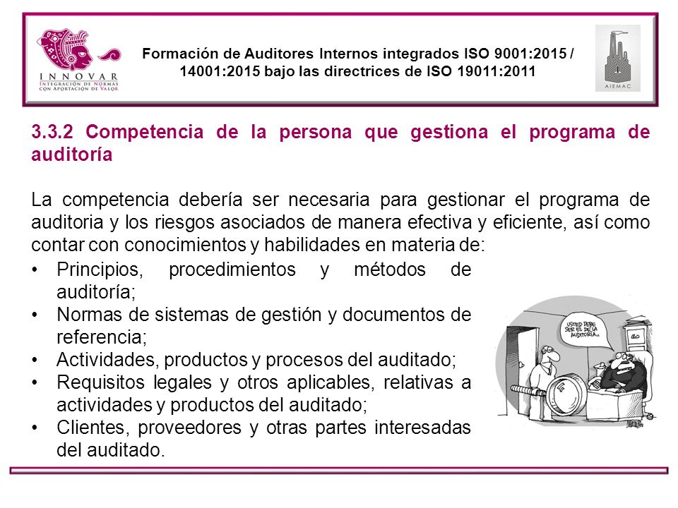 3.3.2 Competencia de la persona que gestiona el programa de auditoría