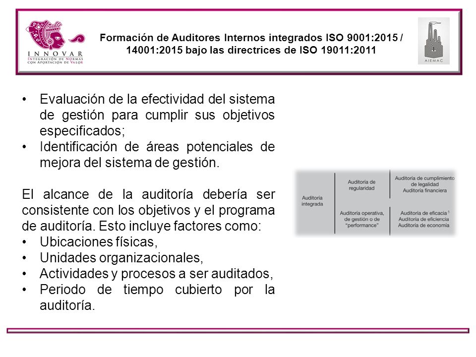 Identificación de áreas potenciales de mejora del sistema de gestión.
