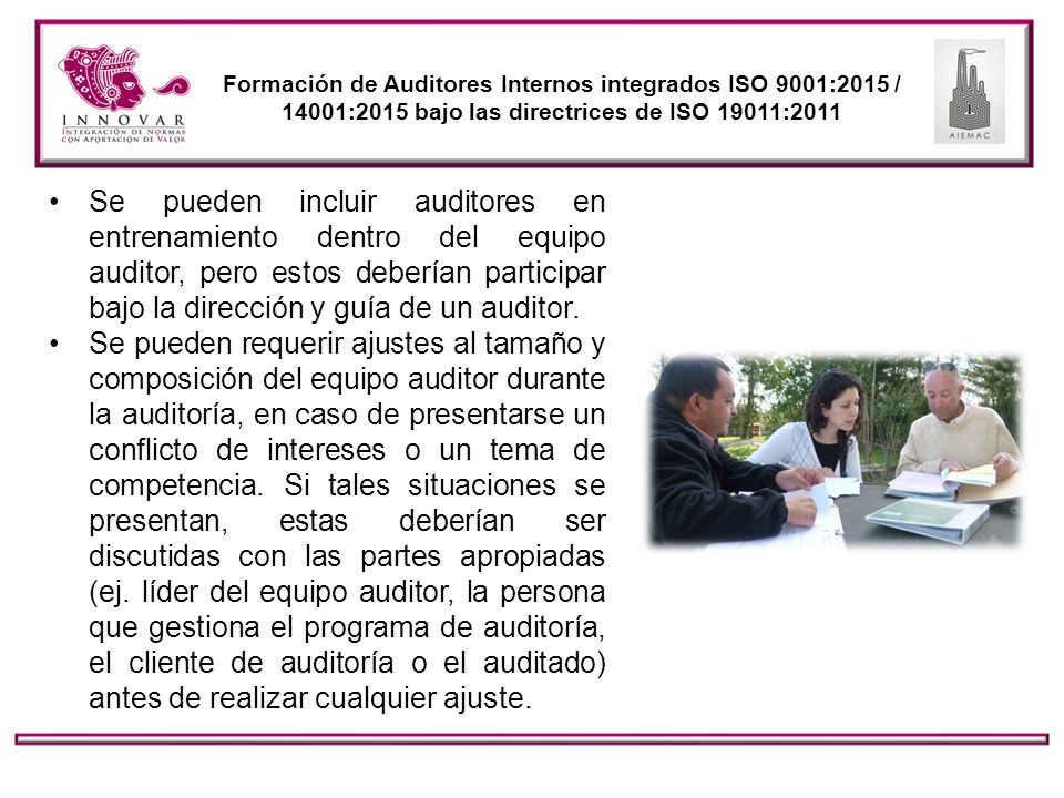 Formación de Auditores Internos integrados ISO 9001:2015 / 14001:2015 bajo las directrices de ISO 19011:2011
