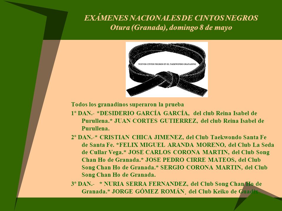 EXÁMENES NACIONALES DE CINTOS NEGROS Otura (Granada), domingo 8 de mayo