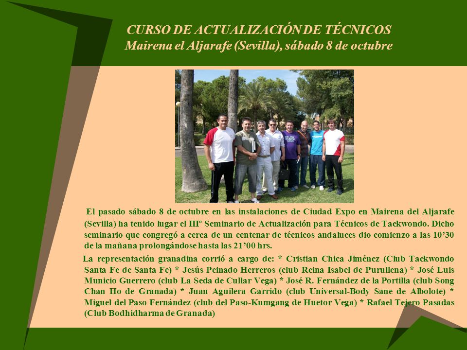 CURSO DE ACTUALIZACIÓN DE TÉCNICOS Mairena el Aljarafe (Sevilla), sábado 8 de octubre