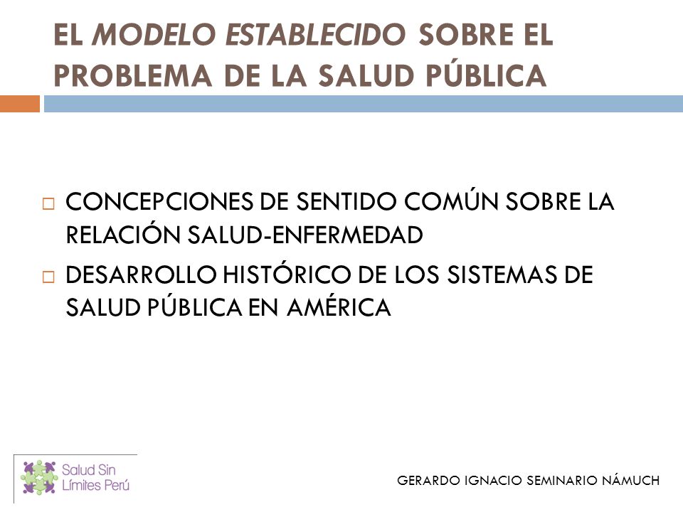 EL MODELO ESTABLECIDO SOBRE EL PROBLEMA DE LA SALUD PÚBLICA